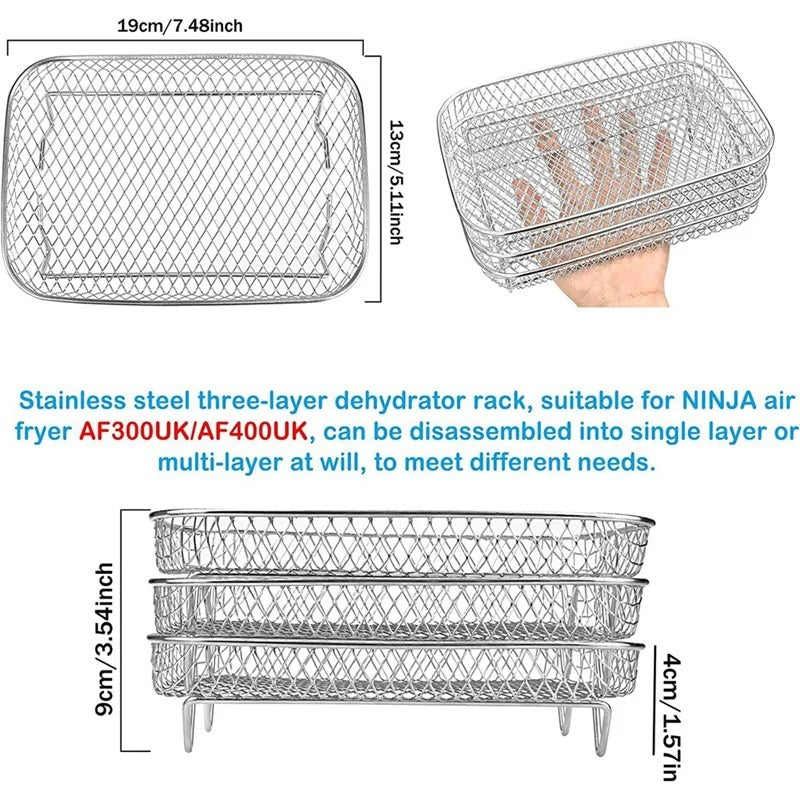 Set of 3 Stackable Baskets for Air Fryer | Ultimate Cooking Efficiency