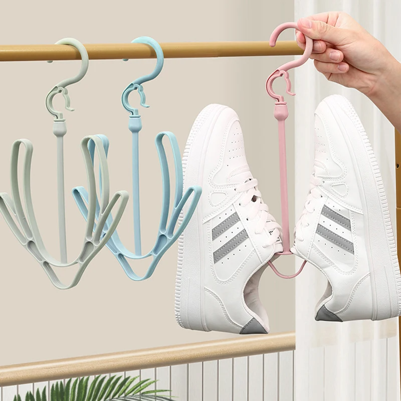 360° Rotatable Double Hook Dry Shoe Rack Organizer Hanger