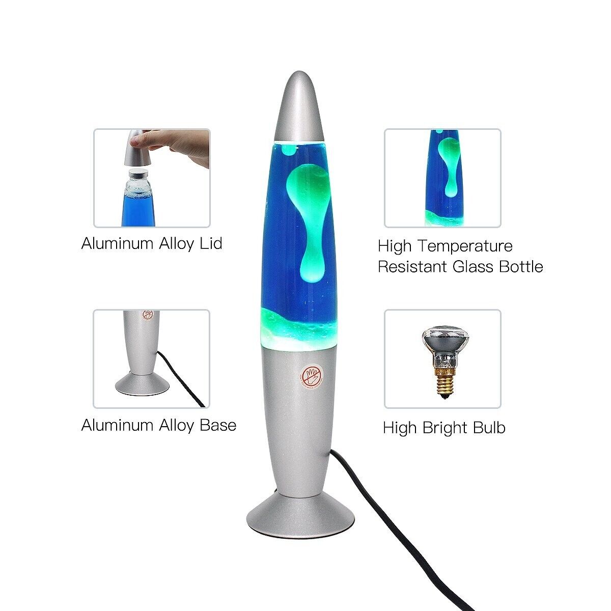 Retro Lava Lamp 16” Peaceful Motion Wax Liquid Relaxation Light Xmas Gift