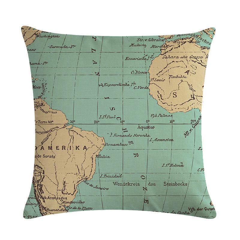 18" Throw Pillow Case Cushion Cover Home Decor Vintage World Map Pattern Cojines