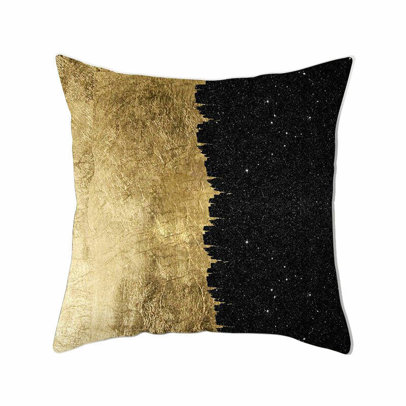 Gold Black Print Cushion Cover Geometric Throw Pillow Case Printed Pillowcase