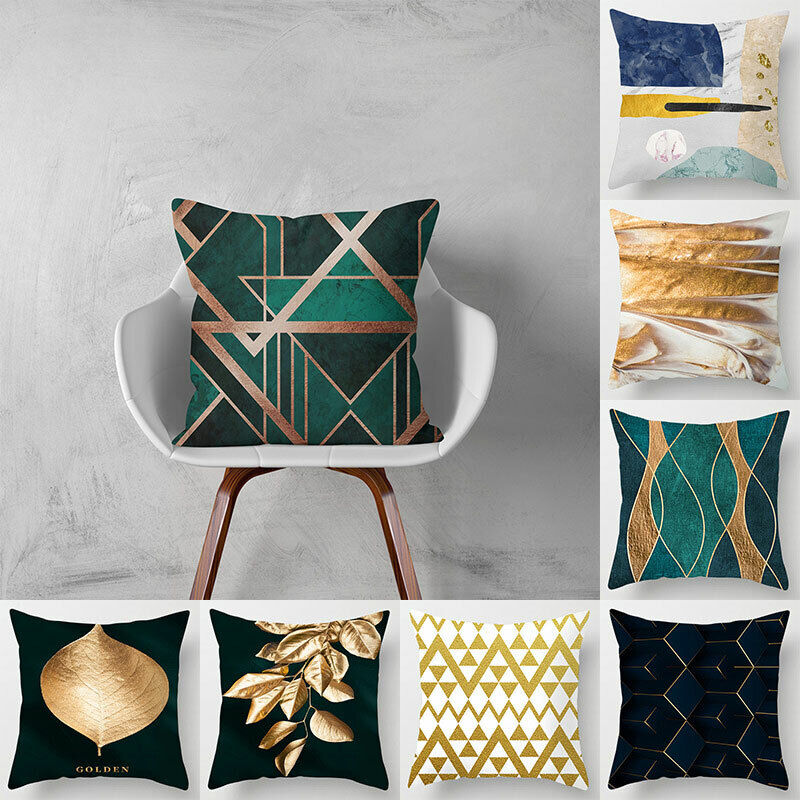 Gold Black Print Cushion Cover Geometric Throw Pillow Case Printed Pillowcase