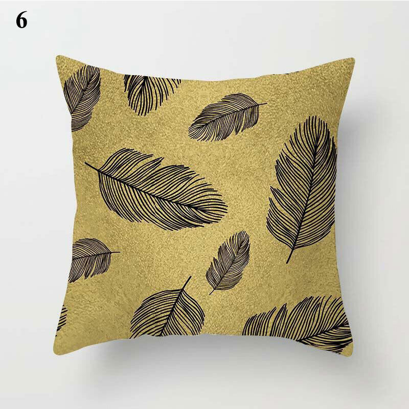 Gold Black Print Cushion Cover Geometric Throw Pillow Case Printed Pillowcase