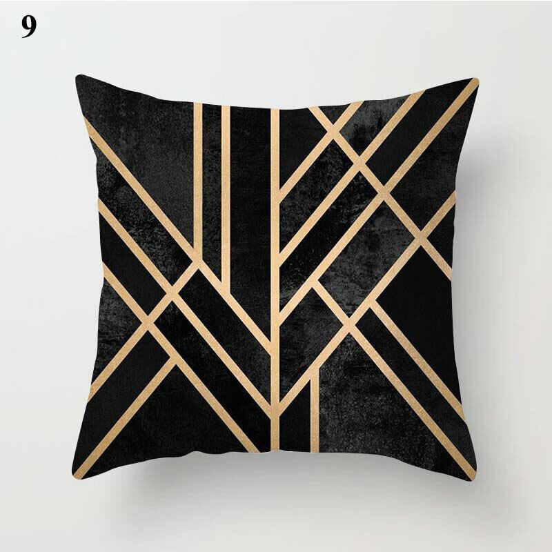 Gold Black Print Cushion Cover Geometric Throw Pillow Case Printed Pillowcase