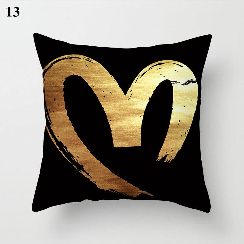 Gold Black Print Cushion Cover Geometric Throw Pillow Case Printed Pillowcase