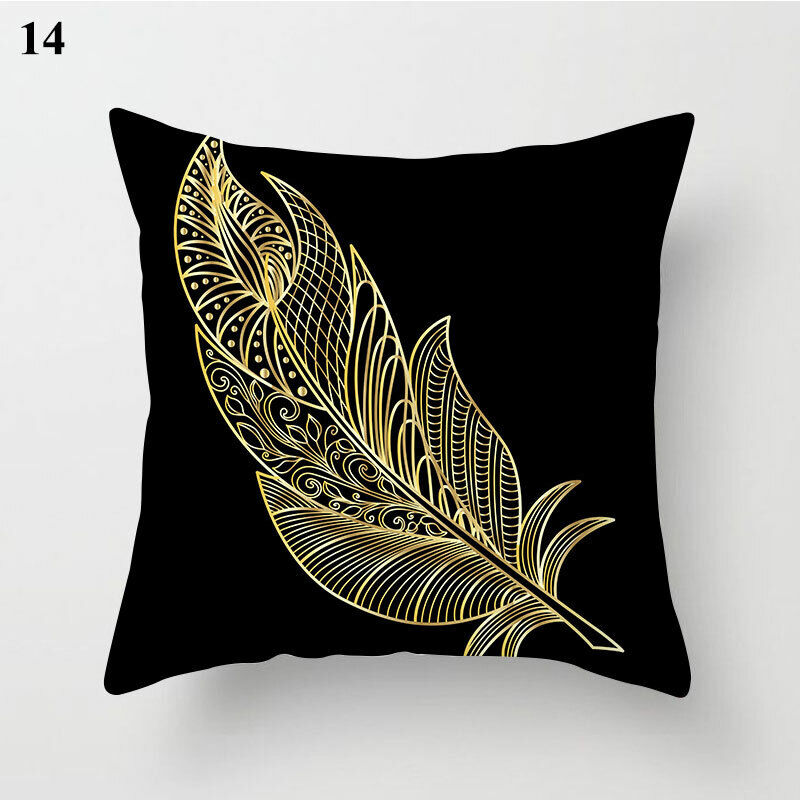 Gold Black Print Cushion Cover Geometric Throw Pillow Case Printed Pillowcase