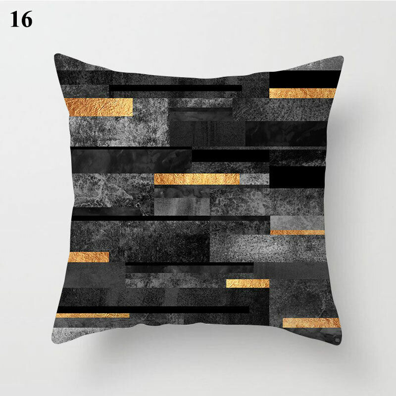 Gold Black Print Cushion Cover Geometric Throw Pillow Case Printed Pillowcase