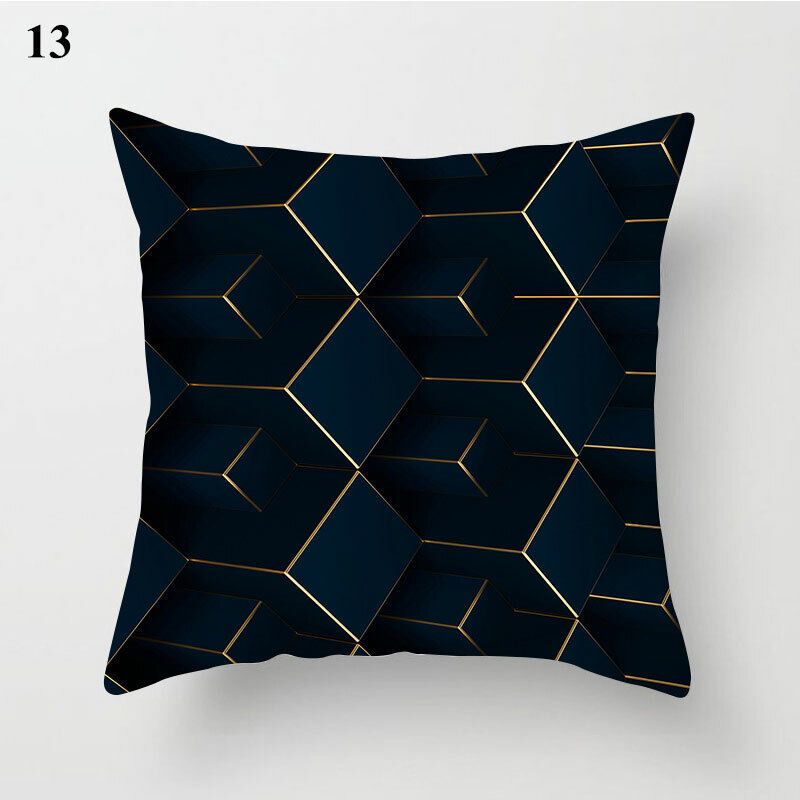 Gold Black Print Cushion Cover Geometric Throw Pillow Case Printed Pillowcase