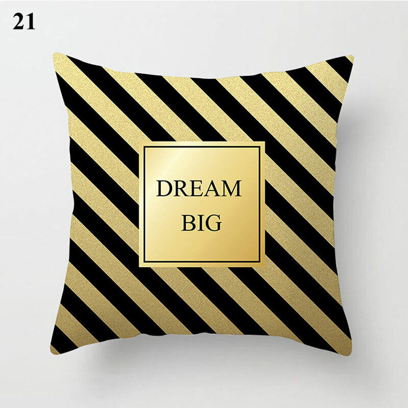 Gold Black Print Cushion Cover Geometric Throw Pillow Case Printed Pillowcase