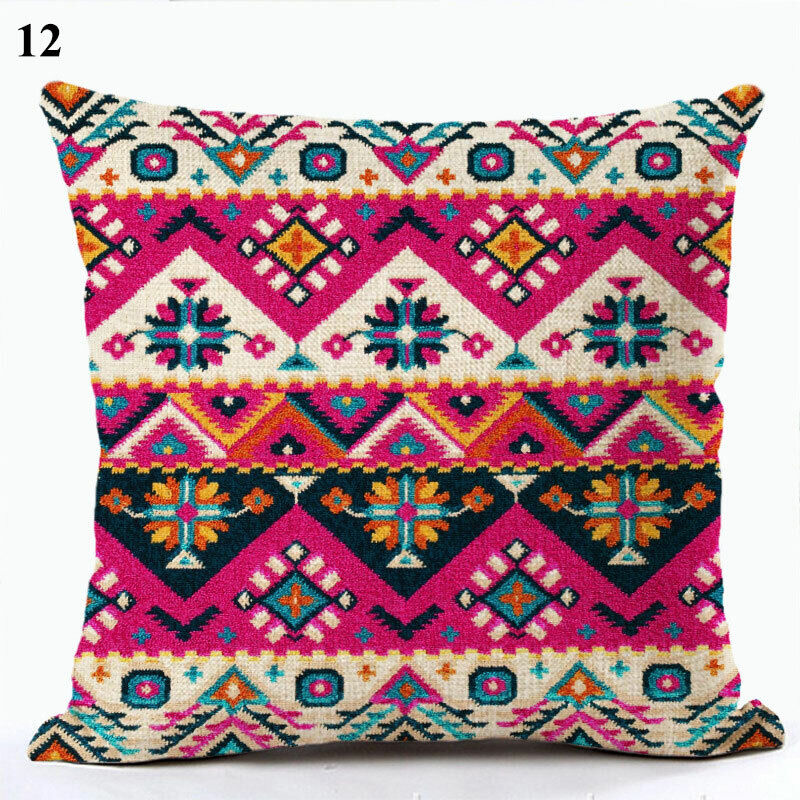 Ethnic Boho Mandala Print Linen Throw Pillow Case Sofa Cushion Cover Home Decor！