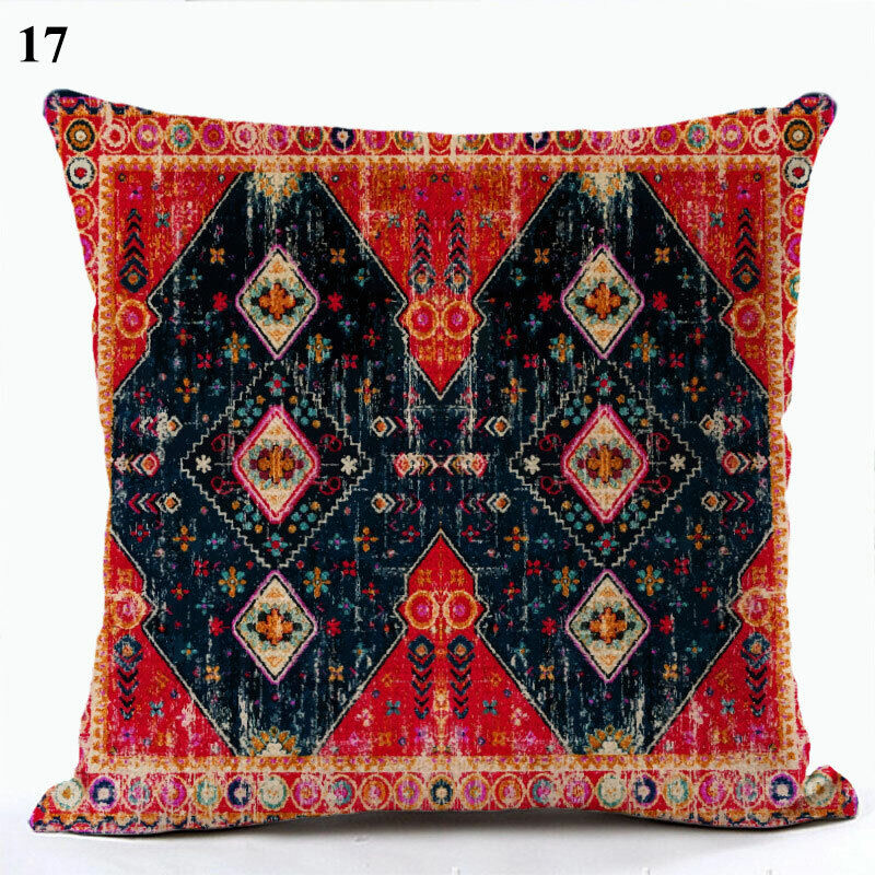 Ethnic Boho Mandala Print Linen Throw Pillow Case Sofa Cushion Cover Home Decor！