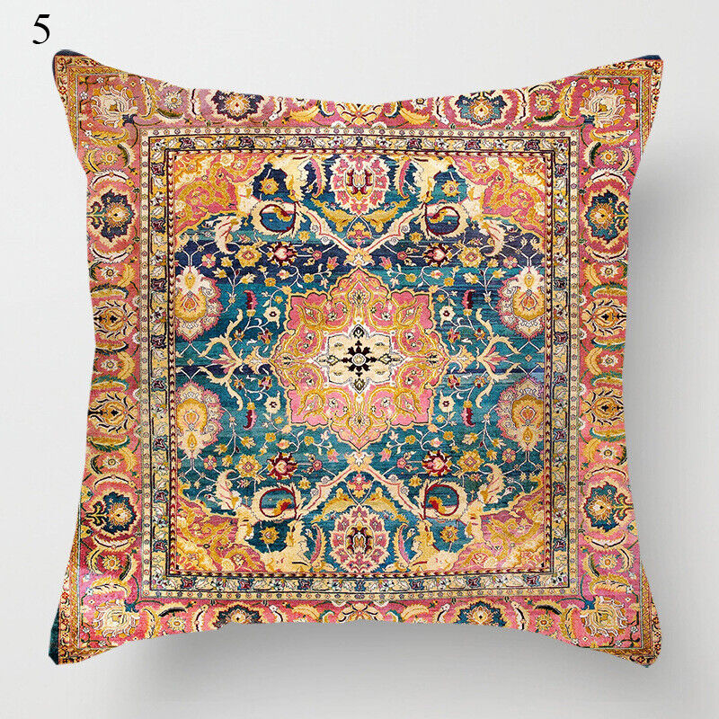 Ethnic Boho Mandala Print Linen Throw Pillow Case Sofa Cushion Cover Home Decor！