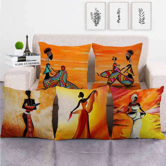 18" African Woman Home Decor Pillow Case Gallery Exotic Restaurant Cushion Cover