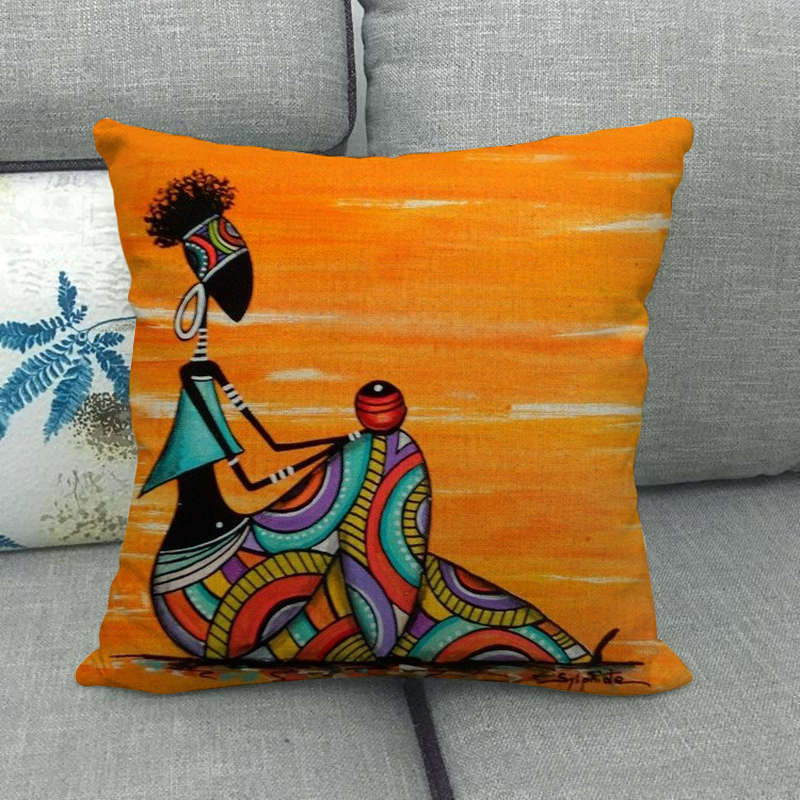 18" African Woman Home Decor Pillow Case Gallery Exotic Restaurant Cushion Cover