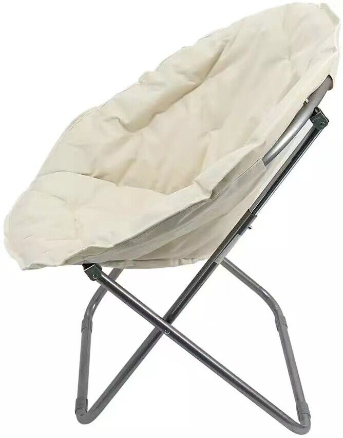 FOLDING CAMPING CHAIR PADDED MOON CHAIR GARDEN OUTDOOR FESTIVAL ROUND CAMPING UK