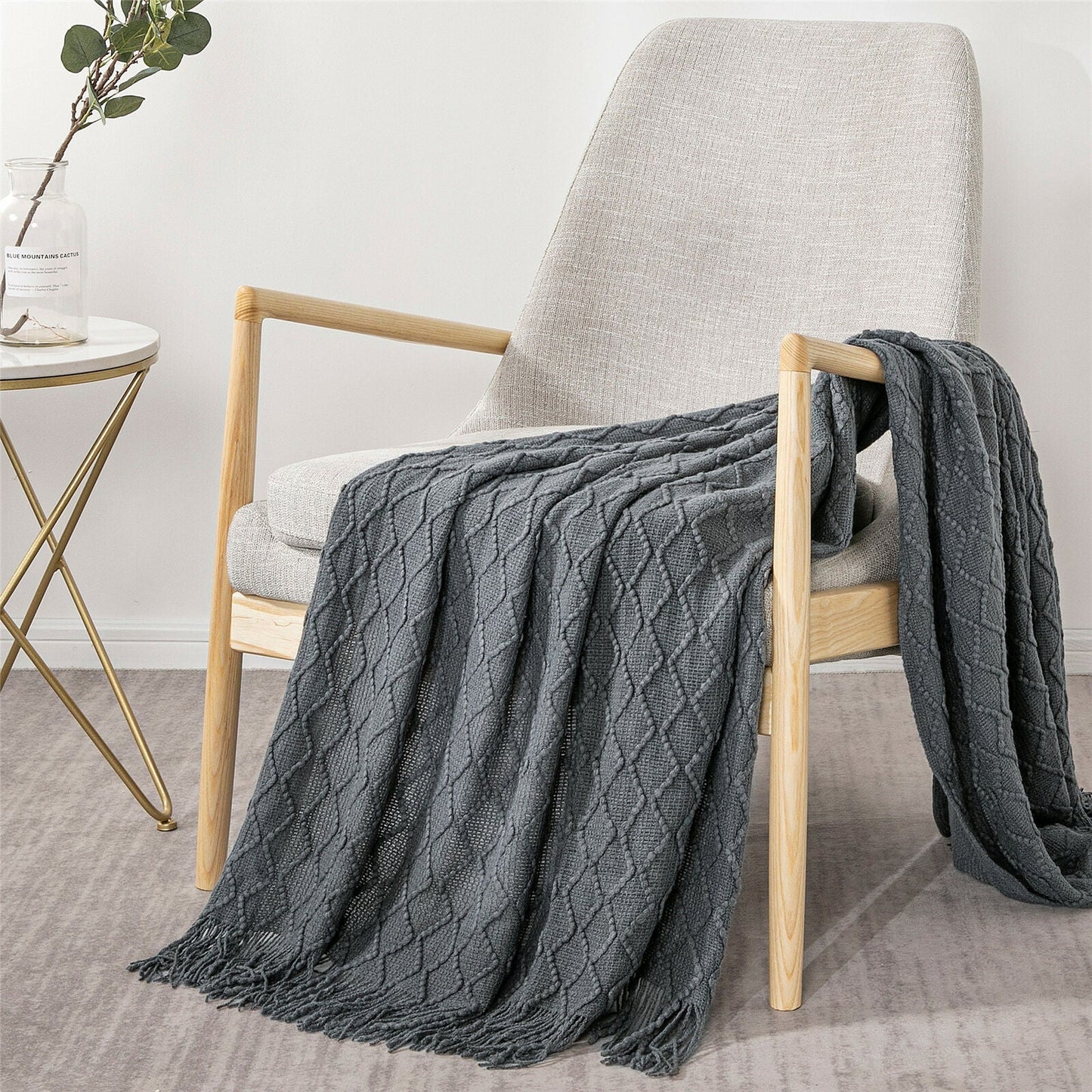 Boho Knit Blanket Throw Tassel Plaid Travel Throw Large Blankets For Sofa Bed