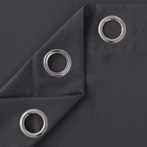 Thick Thermal Blackout Curtain Eyelet Ring Top Ready Made Pair Energy Saving