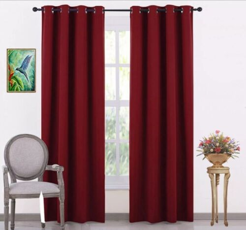 Thick Thermal Blackout Curtain Eyelet Ring Top Ready Made Pair Energy Saving