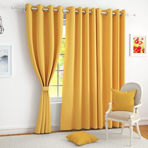 Thick Thermal Blackout Curtain Eyelet Ring Top Ready Made Pair Energy Saving