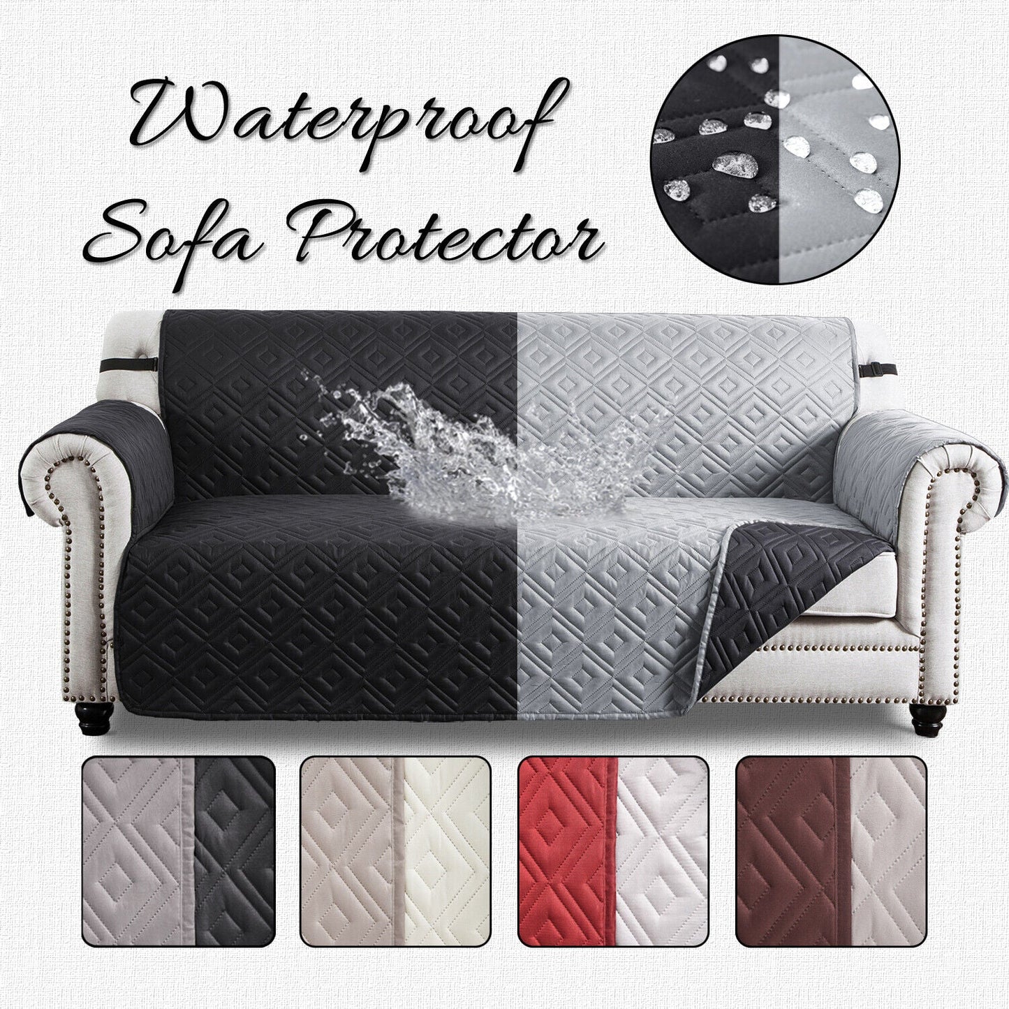 Quilted Sofa Cover Pet Protector Throw Waterproof Sofa Slip Covers 1/2/3 Settee