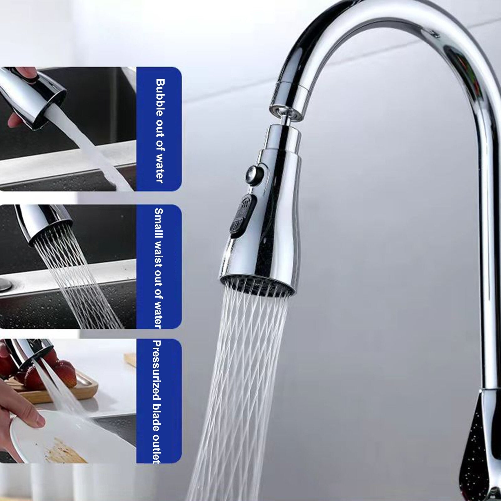 3 Way Kitchen Faucet Rotatable Head